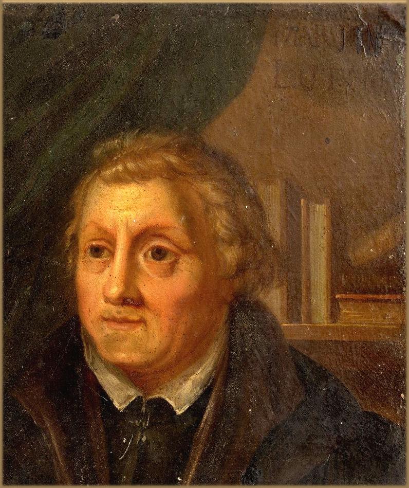 Portrait of Martin Luther 1483 – 1546 before a green Curtain